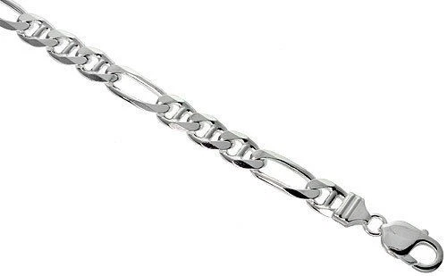 925 Sterling Silver Figarucci Chain Necklace 9mm 20