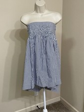Gap Women’s Blue & White Striped Strapless Asymmetrical Summer Mini Dress s 8