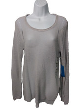 Simply Vera Wang Womens Sweater Medium Gray Loose Knit Long Sleeve Fairy Grunge