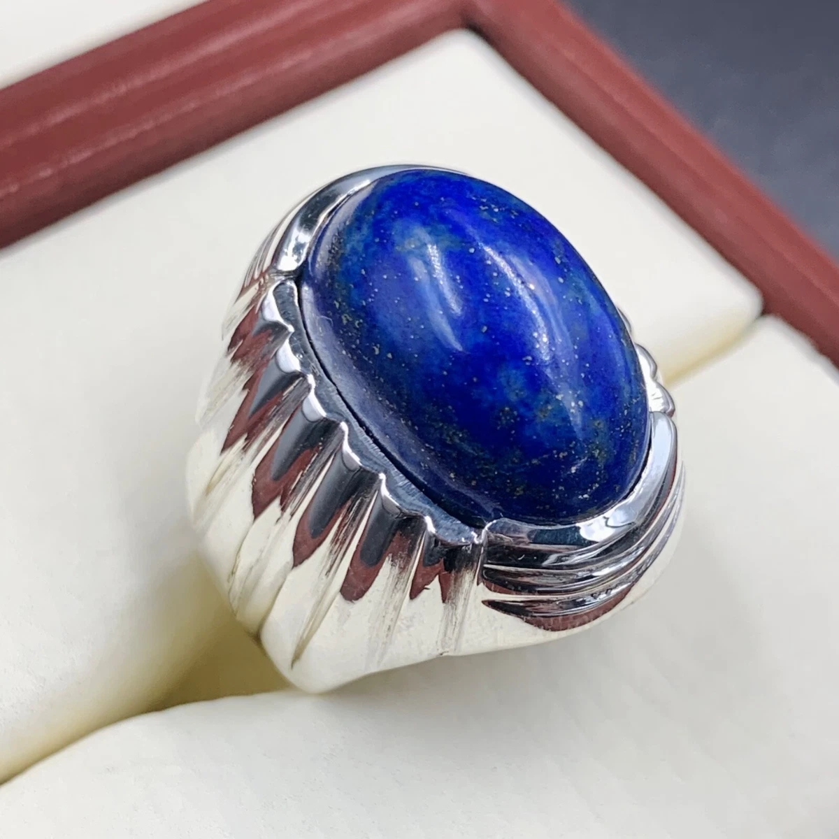 Lajward stone silver ring deals