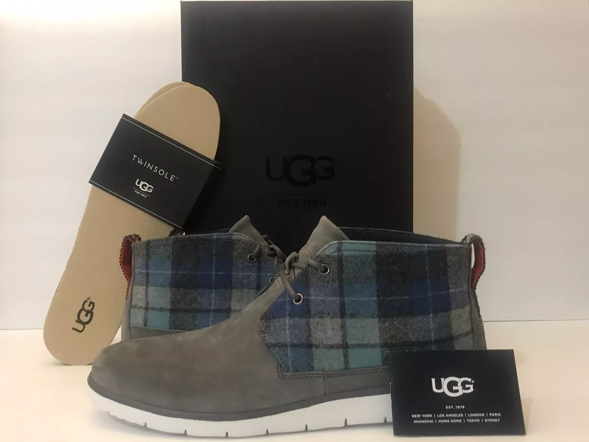 UGG For Men M Freamon Surf Plaid Boots Shearling/Blue/Grey 1019707 Sz 10.5 11 15