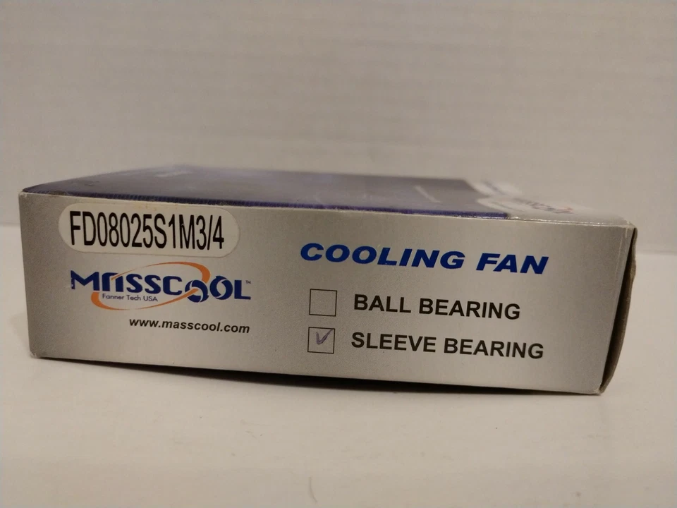 Masscool FD08025S1M3/4 3/4-Pin Sleeve Bearing 80mm Computer Case Fan (Black) - Image 3 of 4