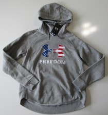 Under Armour Womens Freedom Logo Loose Fit Gray Medium Hoodie 1370880-035 Nwt