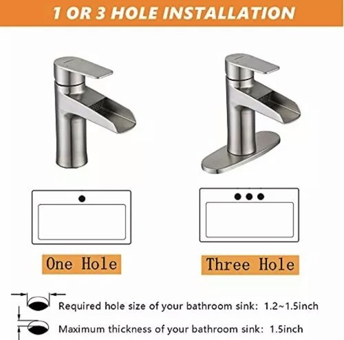 EMPOLO Waterfall Bathroom Faucet Single-Handle Modern One Hole *READ DISC** - Picture 4 of 8
