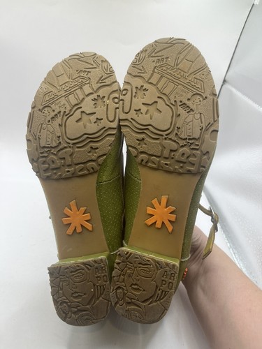Ara Womens Shoe Size 8 Green Leather T Bar Shoes Buckle Close Retro Rockabilly - Picture 10 of 11