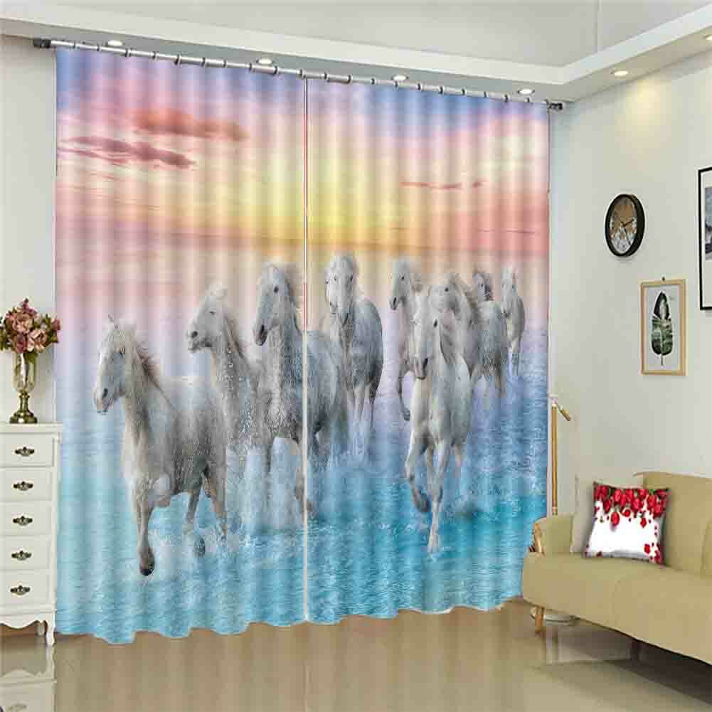 A Horse With Two Horns 3D Blockout Photo Print Curtain Fabric Curtains A Horse With Two Horns 3D Blockout Photo Print Curtain Fabric Curtains