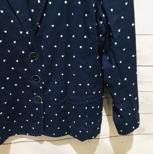 BLUE ILLUSION Light Jacket Blazer Linen Blend Size M (AU 12) Navy White Dot - Picture 4 of 7