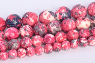 Rose Red & Blue Black Rain Flower Jade Beads Round Loose Beads 4/6/8/10/12MM