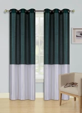2PC SET FASHION SEMI-SHEER 2 MIX COLOR GROMMET WINDOW CURTAIN PANEL DRAPE 95"L