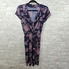 Banana Republic Women's Faux Wrap Dress Blue & Pink Floral Elastic Waist Size XS