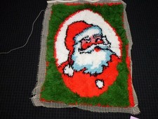Vtg 70s Completed Latch Hook Rug Santa Claus 19x27