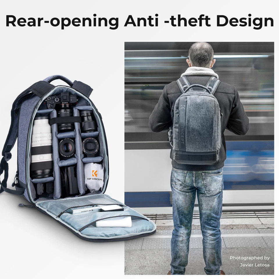 K&F Concept Camera Backpack DSLR/SLR/Mirrorless Bag Photography Camera Case - Image 3 of 4
