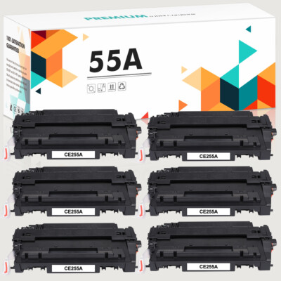 6PK CE255A 55A Toner Cartridge for HP LaserJet Enterprise P3015n P3015x Printer