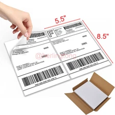 50-1000 Shipping Labels 8.5" x 5.5" Half Sheets Self Adhesive 2 Per 8.5x11 Sheet