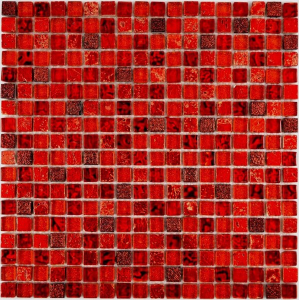 Mosaik Fliese Rot Glasmosaik Crystal KüChe Wand Bad 92-0904 I 10 Mosaikplatten-image