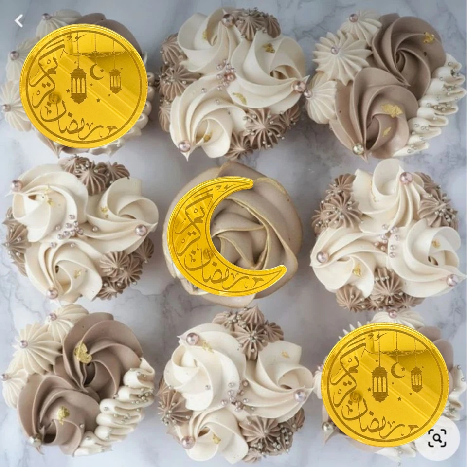 6 Ramadan Mubarak Cupcake Disques Acrylique Gâteau Étiquette-cadeau Charme Décor - Photo 2/2