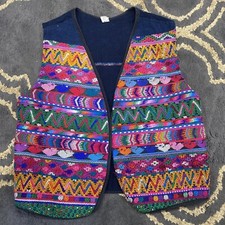 Guatemalan embroidered vest vintage handmade Medium