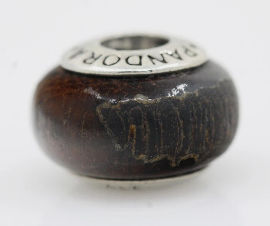 Pandora Plata Esterlina Acapo Madera Cuentas Dije 790701 - 2.4 Gramos Foto 4 de 4