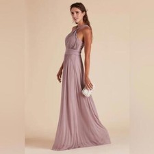 Birdy Grey Women's Kiko Mesh Maxi Dress Small Mauve Bridesmaid Sleeveless NEW