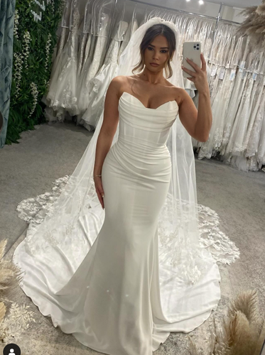 Chiffon Wedding Dresses Sleeveless White Ivory Mermaid Beach Elegant Bridal Gown - Picture 3 of 12