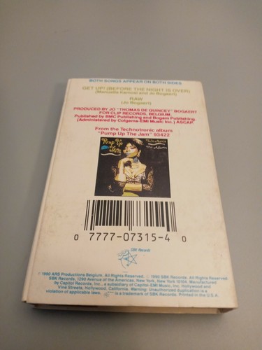 Vintage 1990 Technotronic Get Up! Cassette Tape Cassette Single - Picture 2 of 2