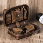 Genuine Leather Tobacco Pipe Bag Travel Portable Multifunction Smoking Tool Case