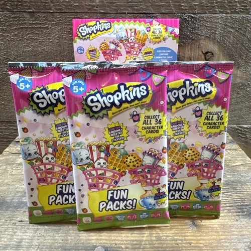 Lot Of 3 Shopkins Collector Card Packs Fun Packs Trading Cards Series 1 Sealed