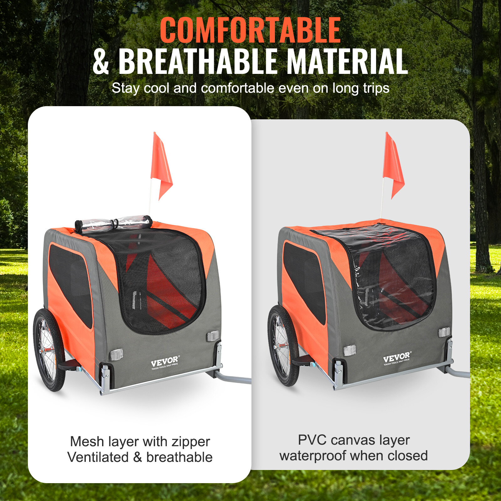VEVOR Rimorchio per Cani Bici Passeggino per Animali Domestici Carico max. 30 kg foto 4