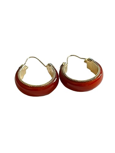 Set Of 3 Womens Asian Inspired Carnelian Earrings, Bracelet And Brooch Pin - Picture 4 of 11