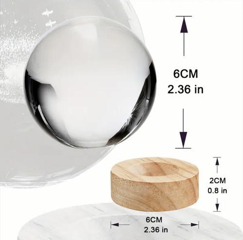 3D Crystal Ball, LED Light Wooden Base, Artistic Decorative Night Light, Sphere - Picture 4 of 33