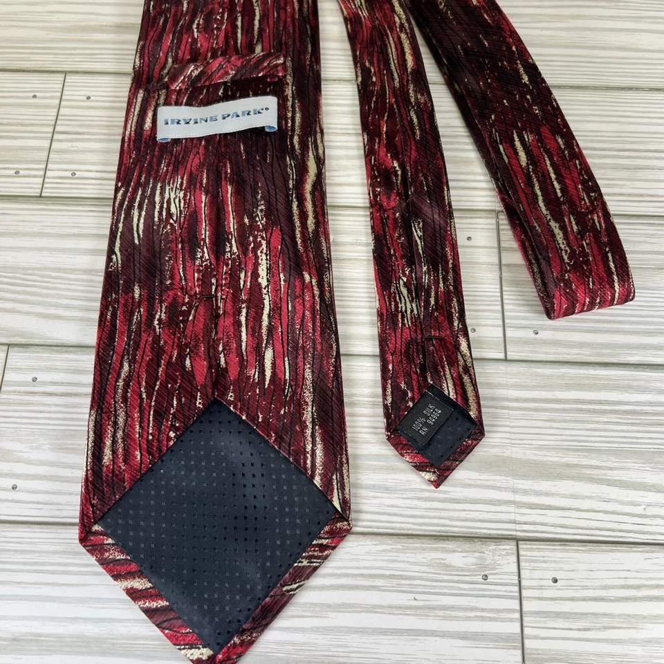 "Corbata Irvine Park para hombre roja multicolor 100 % seda 3-3/4"" x 57"" llamativa bonita" Foto 4 de 4