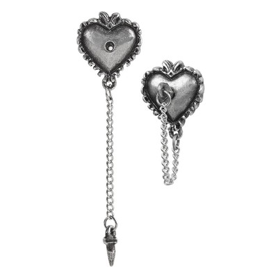 Alchemy Gothic Witches Heart Stud Dangle Earrings Pewter Jewelry E433