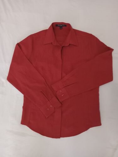 Tommy Hilfiger Mens Button Front Dress Shirt XL Red Long Sleeve Collar