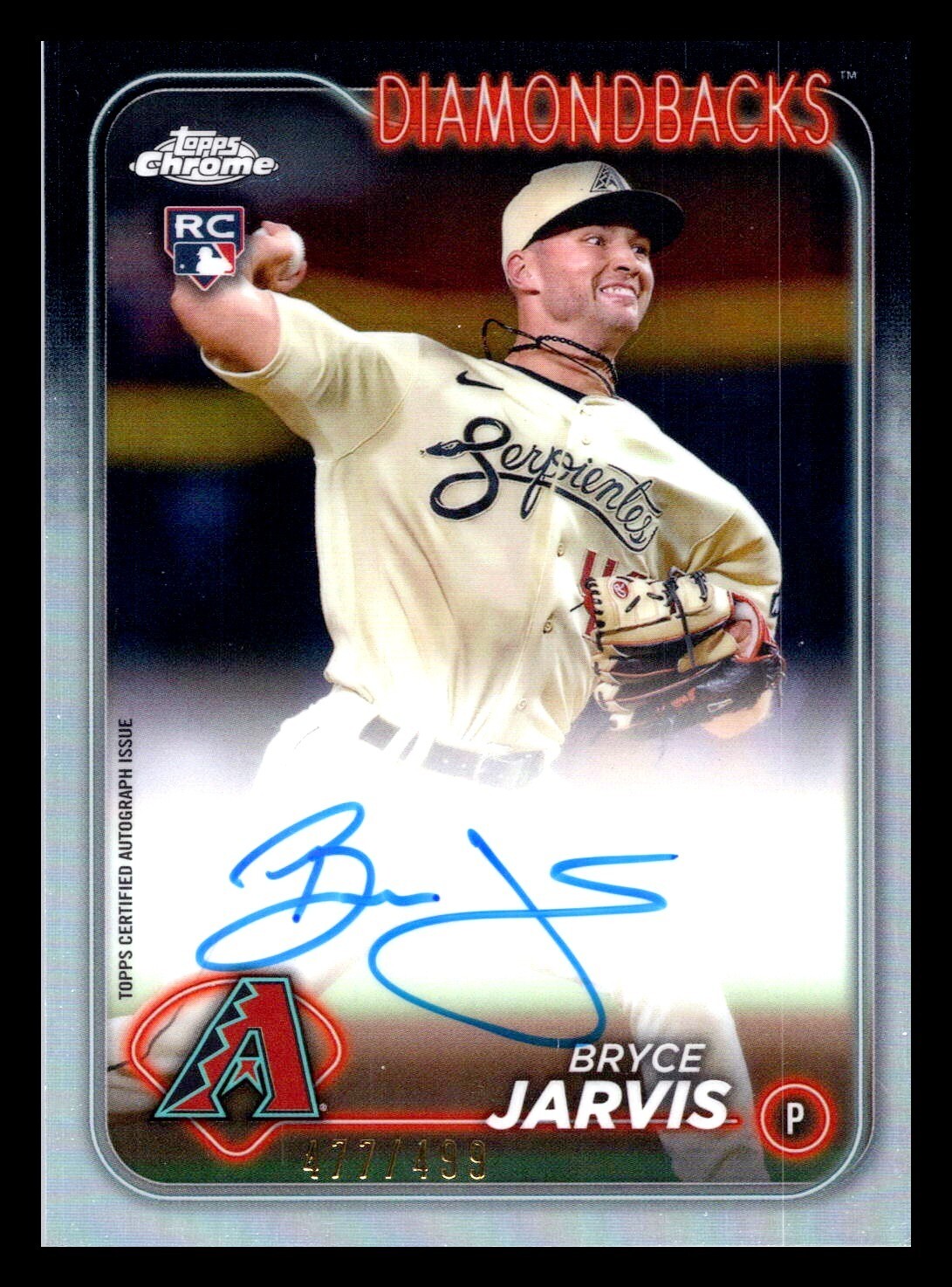 Bryce Jarvis 2024 Topps Chrome Refractor Auto RC /499 #RA-BJ Diamondbacks Rookie
