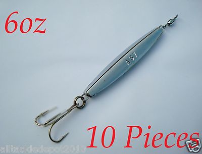 10  Pieces Diamond Jigs 6oz Chrome Saltwater Fishing Lures