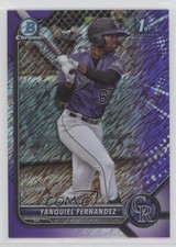 2022 Bowman Chrome Prospects Purple Shimmer Refractor Yanquiel Fernandez 0fz3