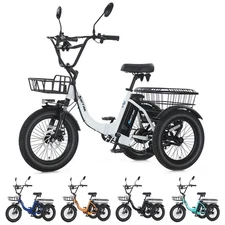 Narrak Fat Tire Folding Electric Trike Peak 700W Step-Thru Etrike 468WH Battery