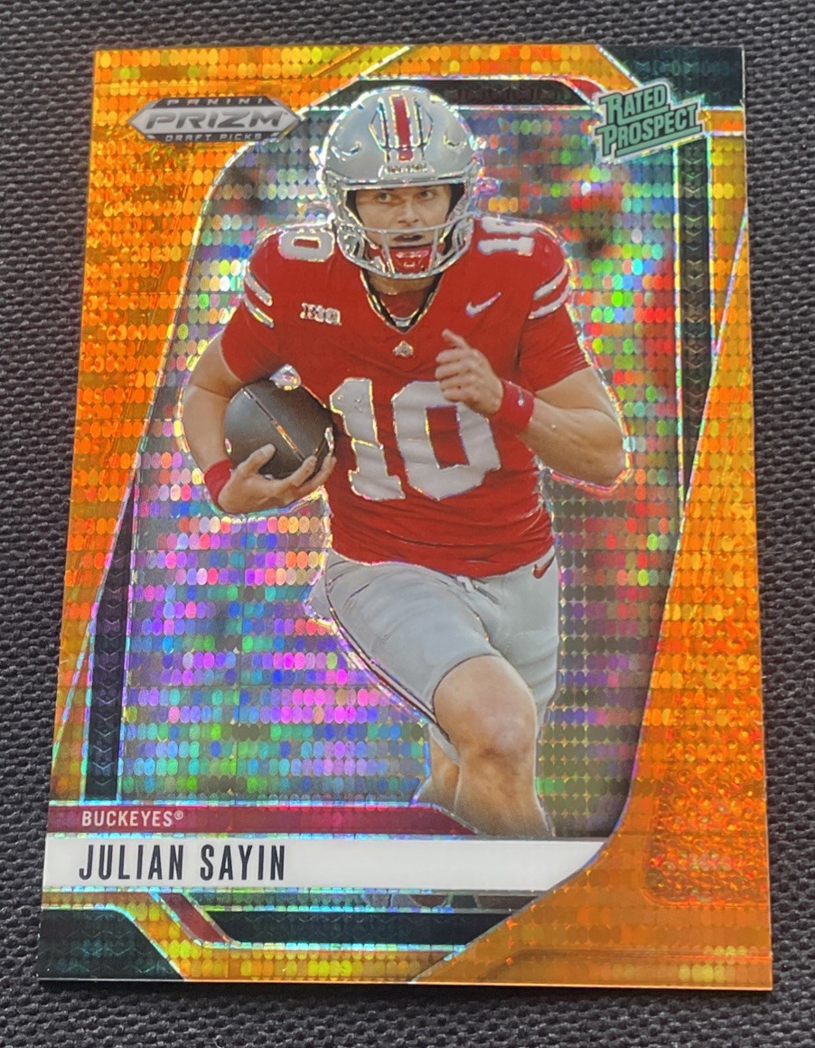2025 Panini Prizm Draft Picks Julian Sayin Rated Prospect Orange Pulsar /75 OSU