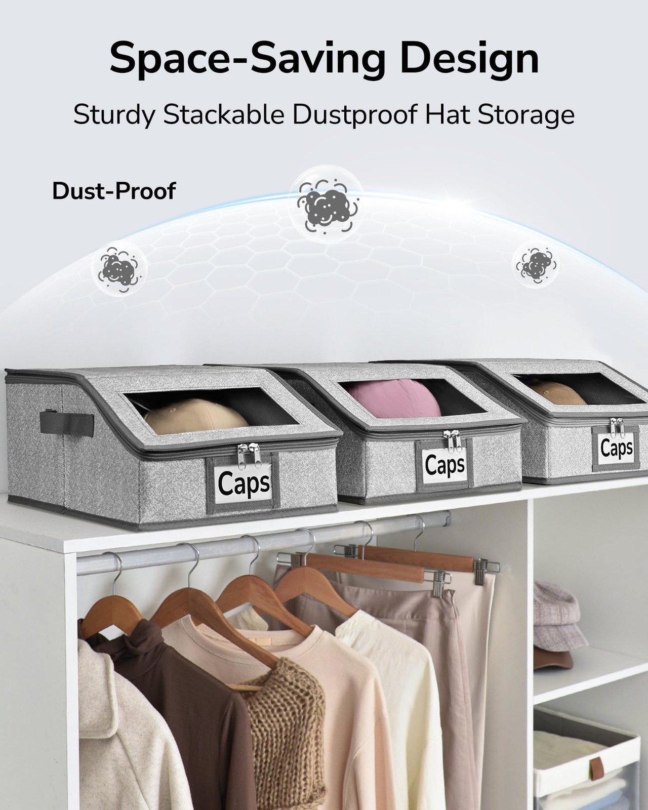 Stackable Hat Organizer for Baseball Caps, Fits 1… - image 5