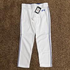 Under Armour Boys Gameday Vanish Baseball Pants YS White Royal Piping NWT