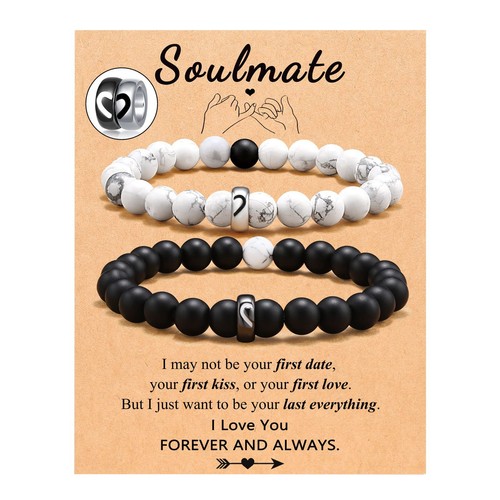 Couples Matching Bracelets Heart Rings His & Hers Beaded Set Gift for Lovers - Picture 11 of 20