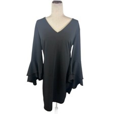 Stunning Vince Camuto Black Bell Sleeve V-Neck Party Dress Size Large