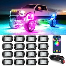 MICTUNING C2 Max RGB IC Chasing Color Rock Lights Kit 12-24 Pods,IP68 Waterproof