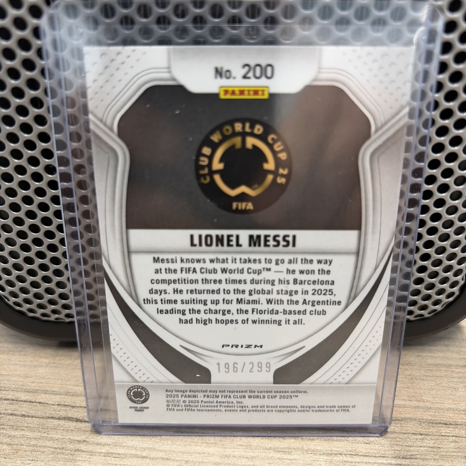 Lionel Messi 2025 Panini Prizm FIFA #200 Pink Seismic /299 Color Match view 2