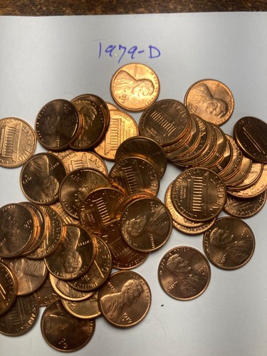 1979-D "BU" LINCOLN MEMORIAL CENT PENNY ROLL 50 COINS
