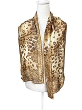 Adrienne Landau Studio Scarf Womens One Size Brown Leopard Silk Sheer Wrap Shawl