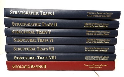7 HARDCOVER VOLUMES - Treatise of Petroleum Geology Atlas of Oil and Gas Fields