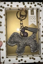 NEW Diamond Dog Rhinestone Keychain Bling Tassel