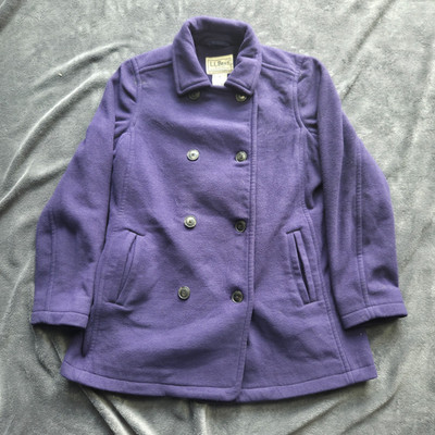 L.L. Bean Pea Coat Jacket Women M Purple Double Breasted Classic