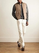  2150 LORO PIANA Grey Classic 100 Baby Cashmere Half Zip Sweater 54 Euro XL